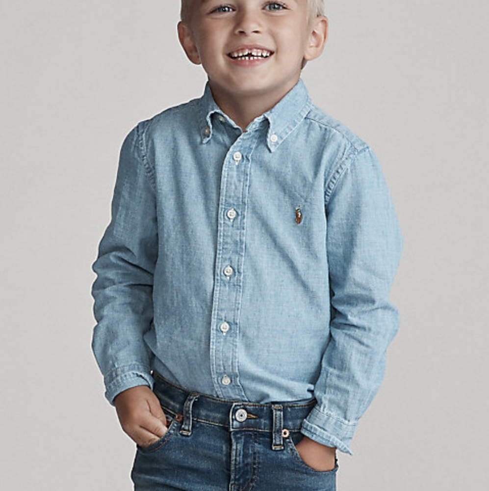 RALPH LAUREN Chambray Denim Button Down Shirt 3T